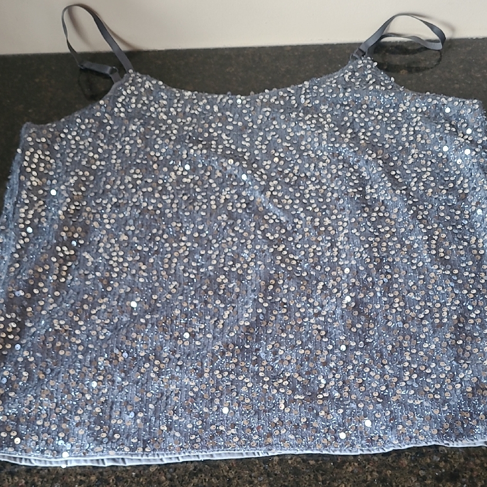 Sparkling Grey silver Sequin Women's Top